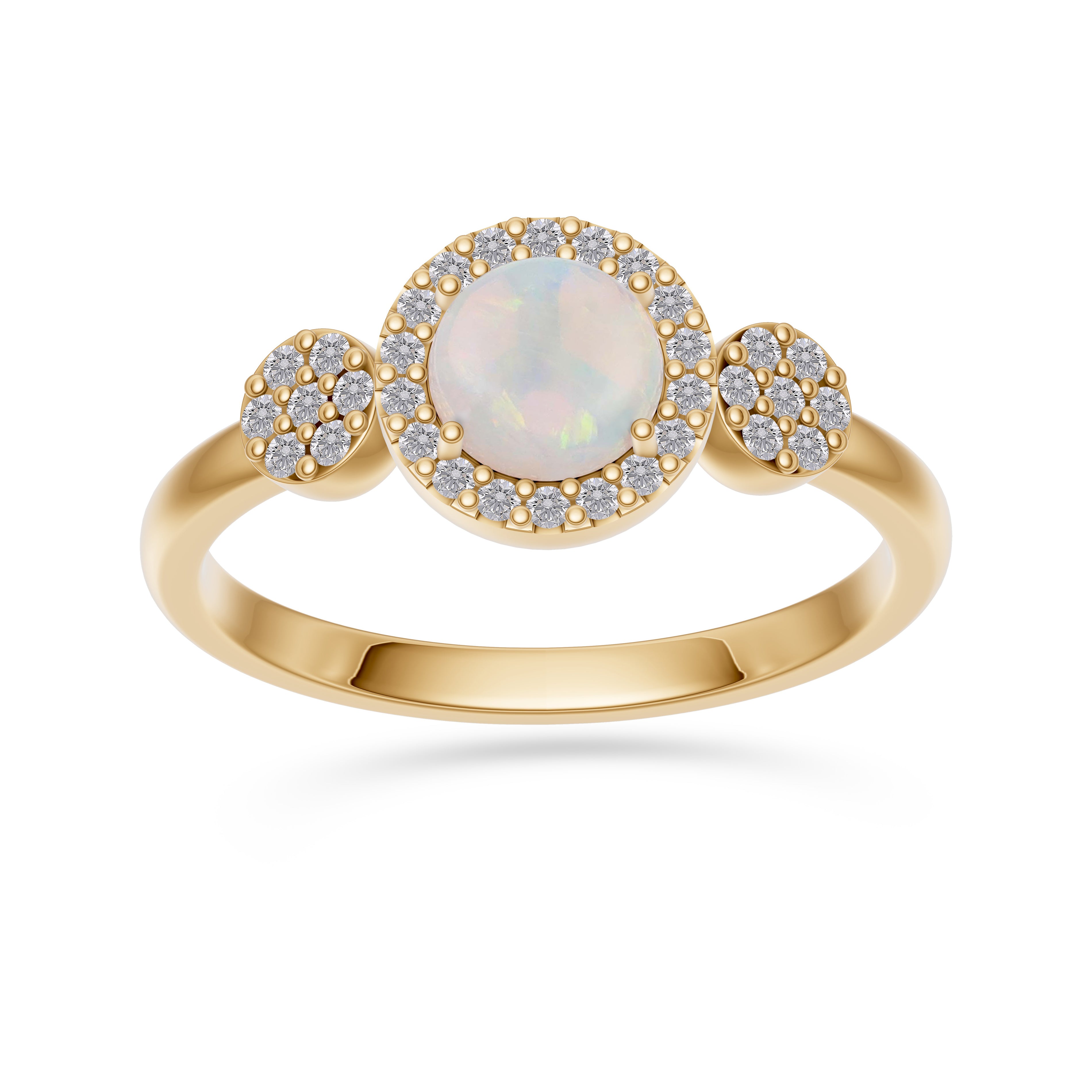 Vintage Style Opal and Diamond Ring in 14K Gold