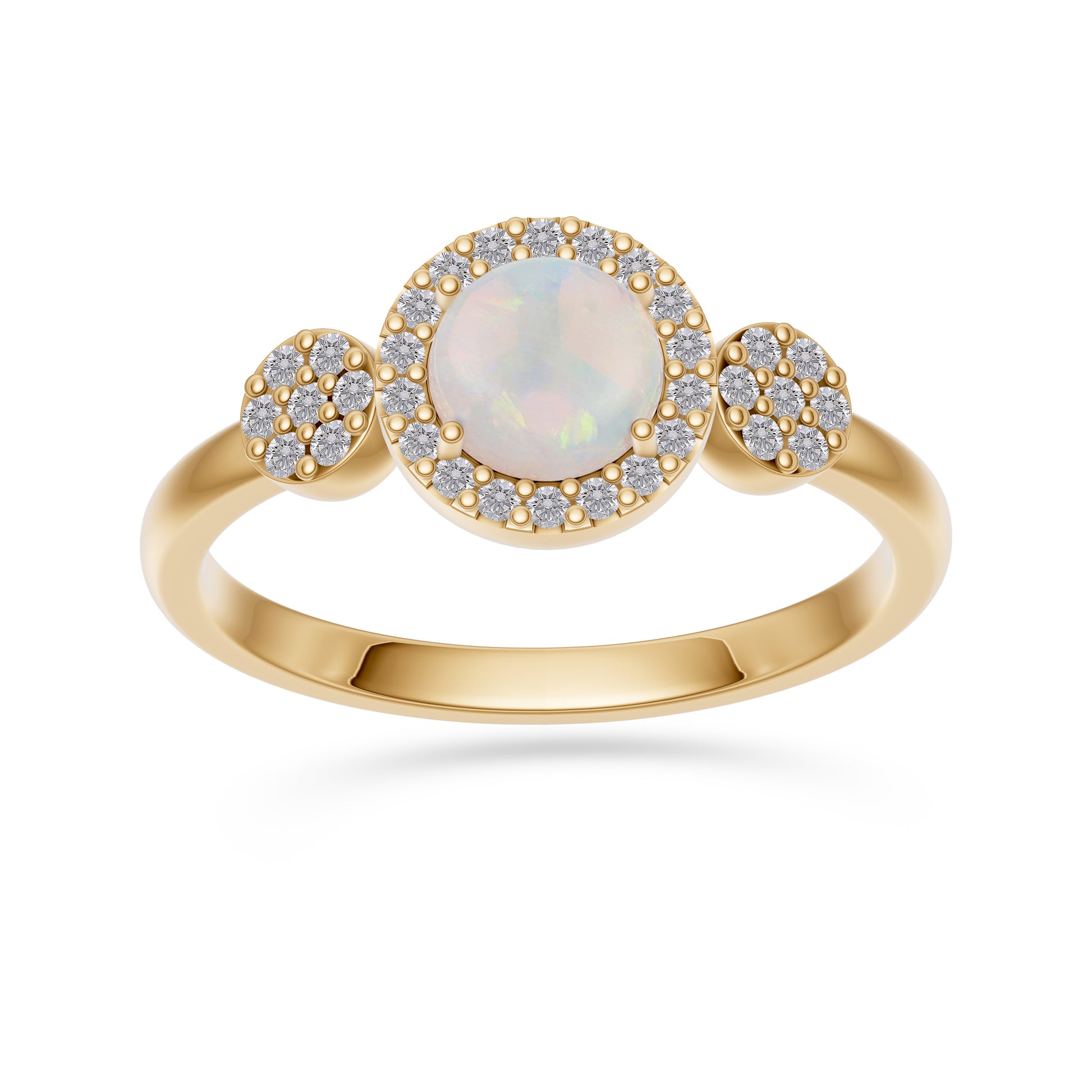 Vintage Style Opal and Diamond Ring in 14K Gold