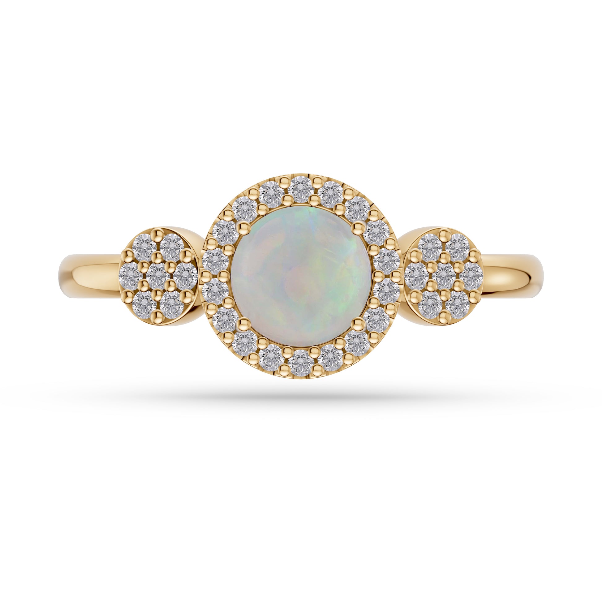 Vintage Style Opal and Diamond Ring in 14K Gold