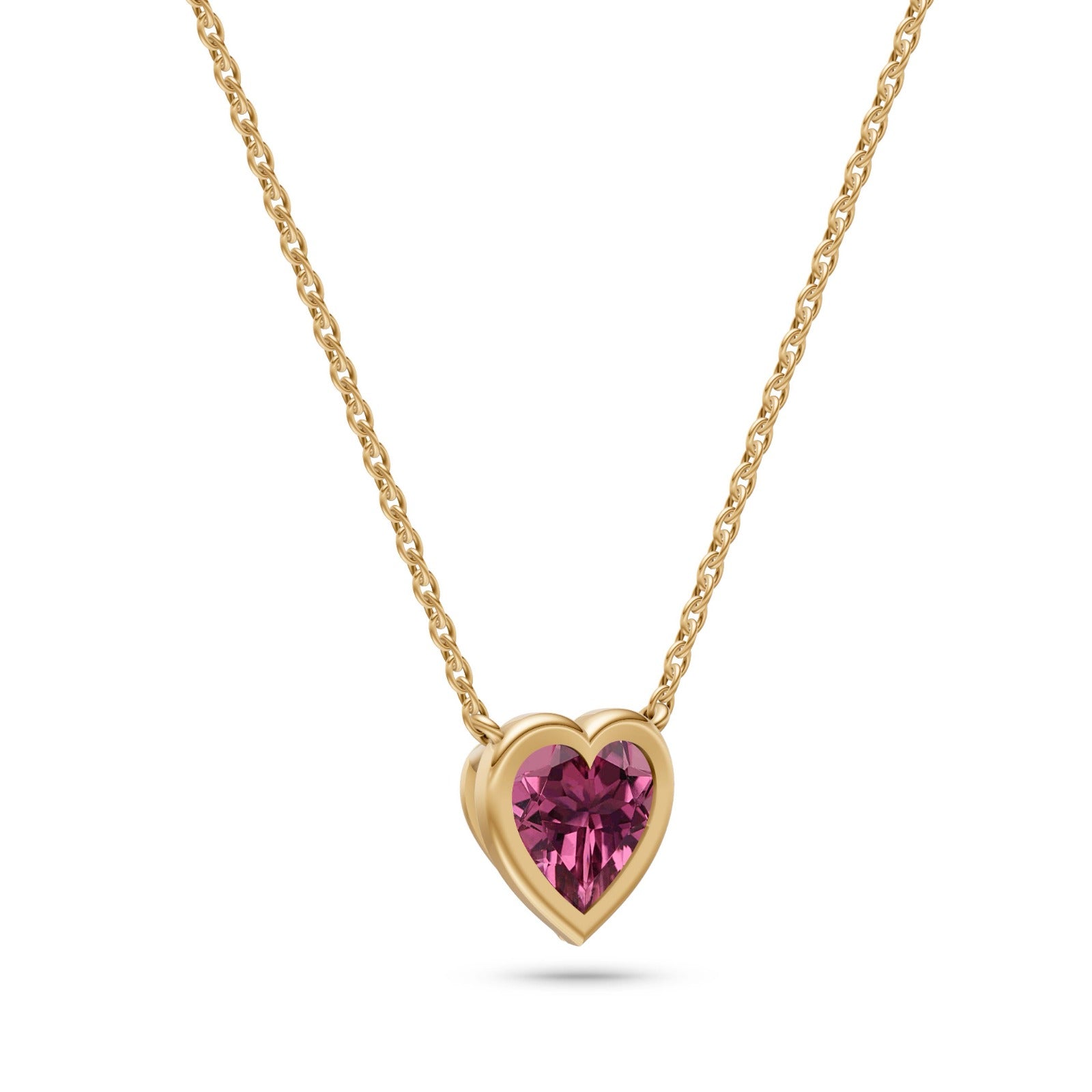 Heart Shape Tourmaline Necklace In 14K Gold