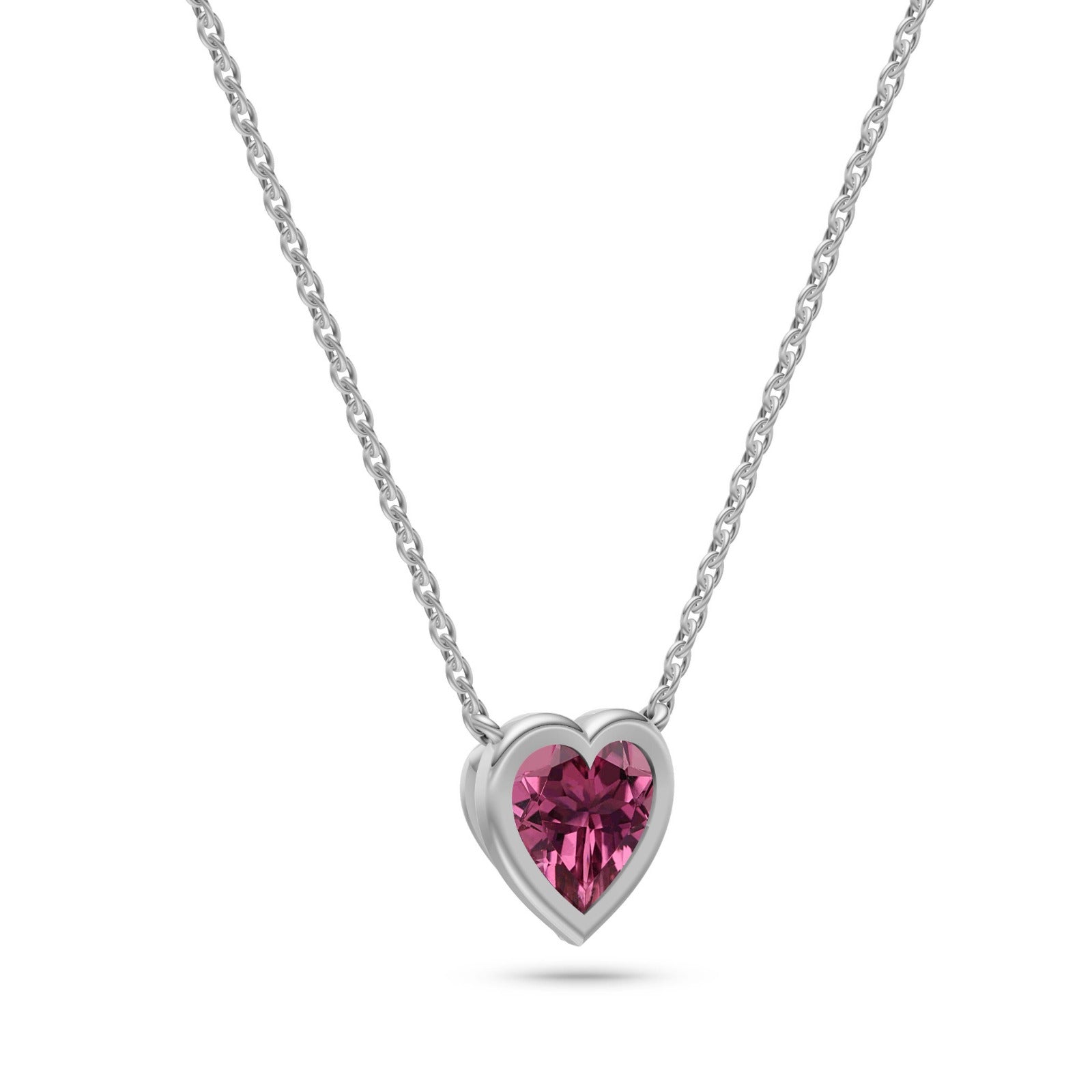 Heart Shape Tourmaline Necklace In 14K Gold
