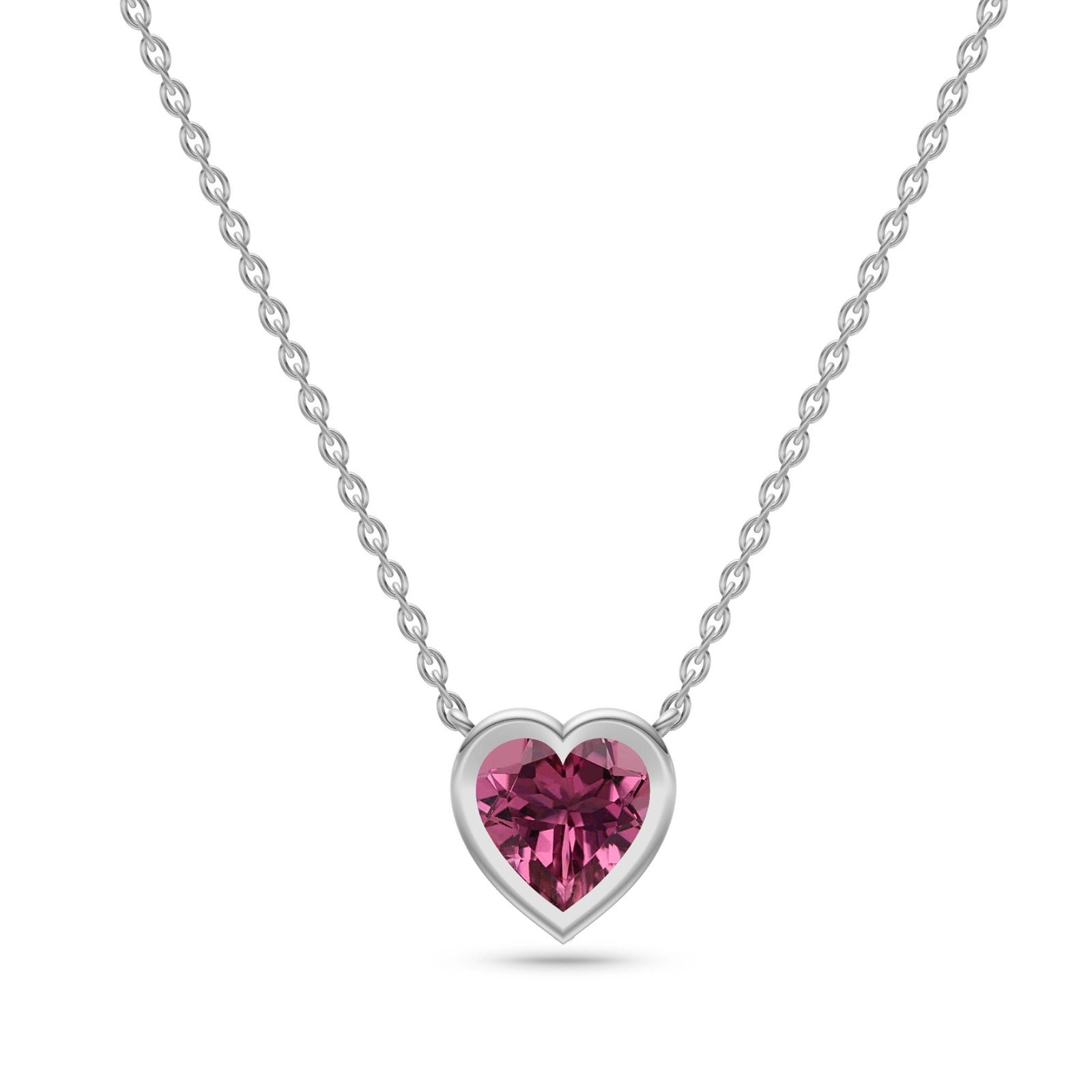 Heart Shape Tourmaline Necklace In 14K Gold