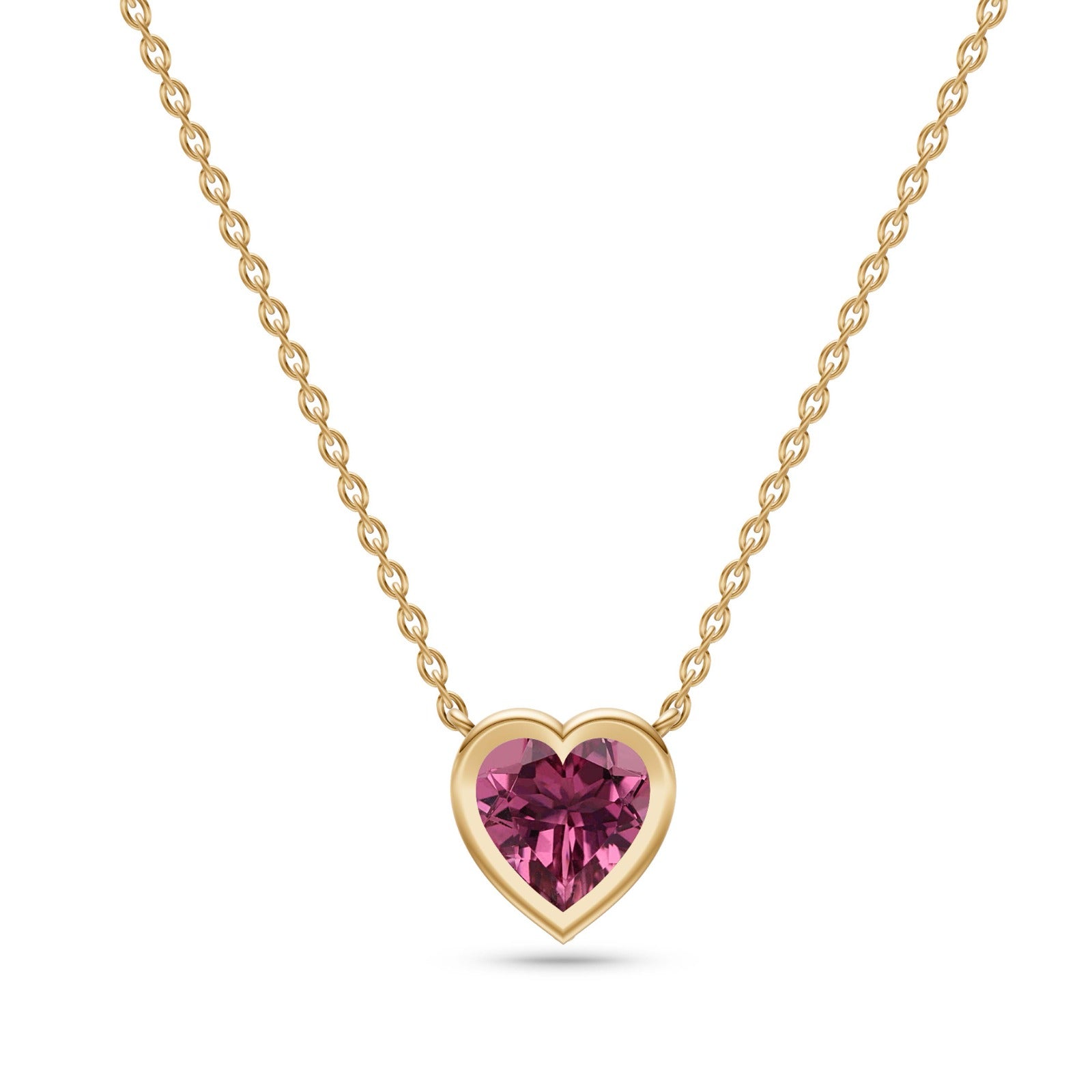 Heart Shape Tourmaline Necklace In 14K Gold
