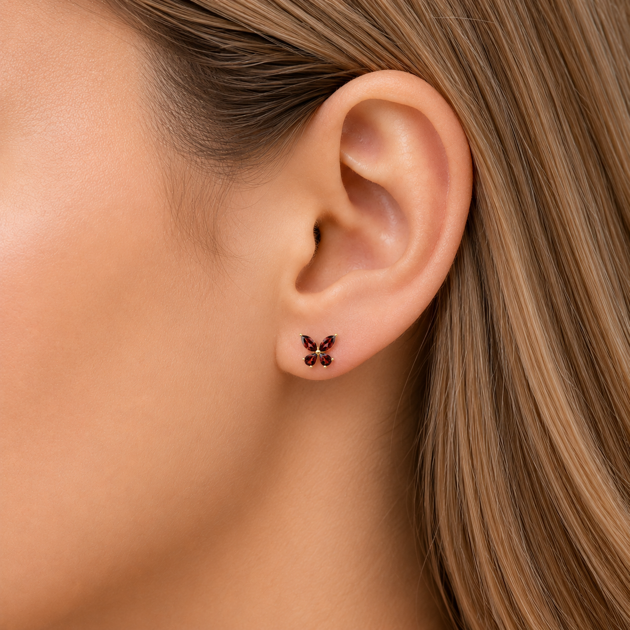 Whimsical Marquise & Pear Shaped Garnet Earrings In 14K Gold