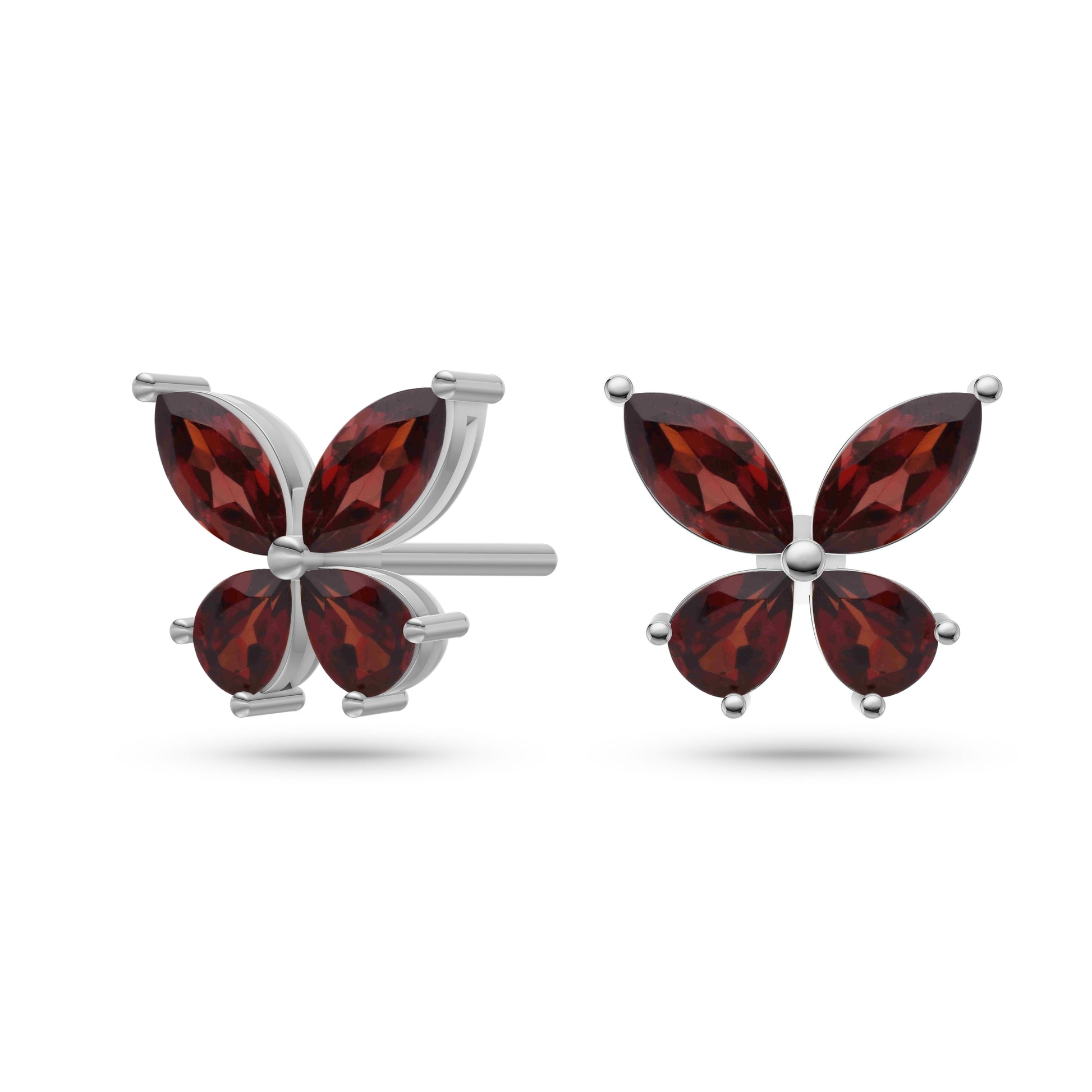 Whimsical Marquise & Pear Shaped Garnet Earrings In 14K Gold