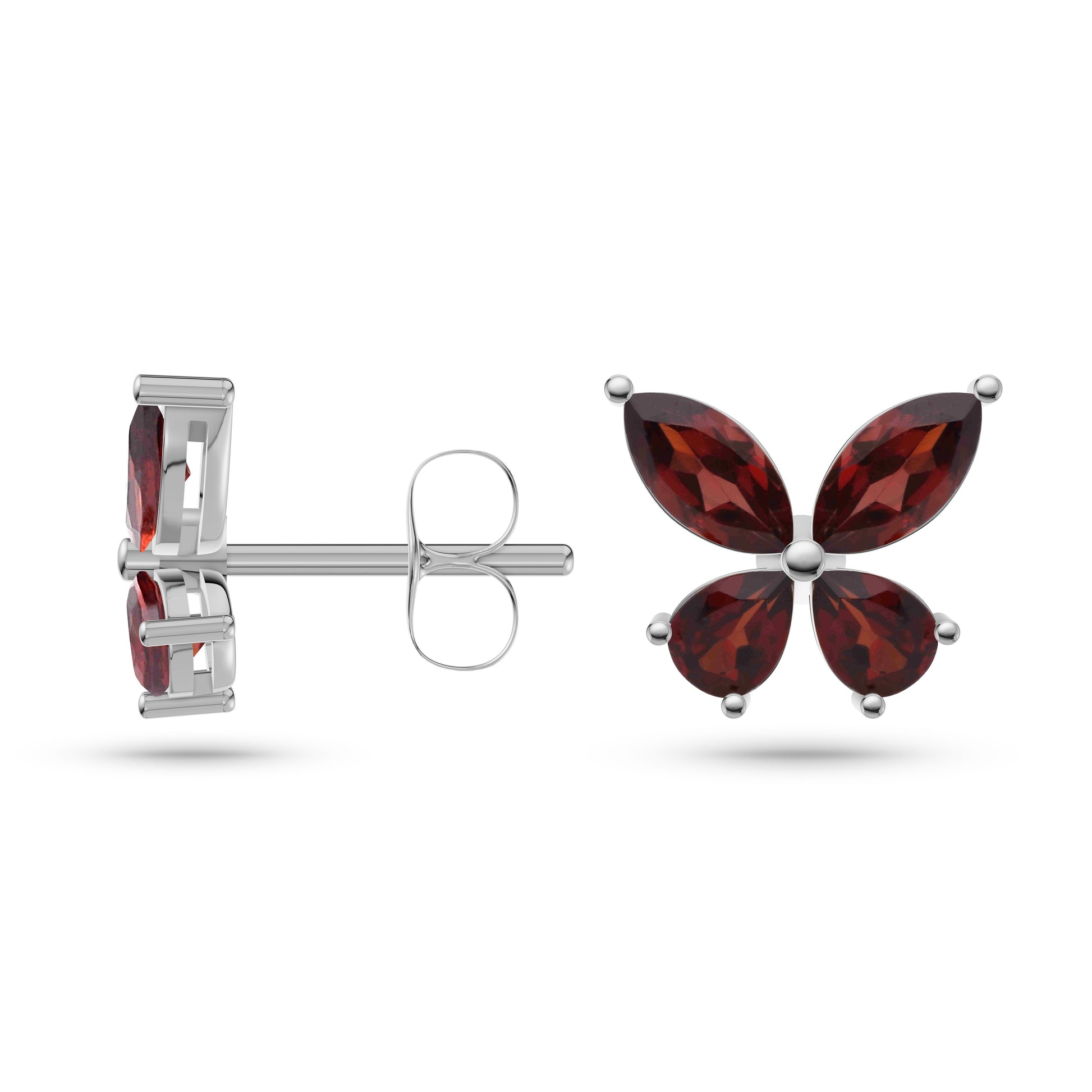 Whimsical Marquise & Pear Shaped Garnet Earrings In 14K Gold