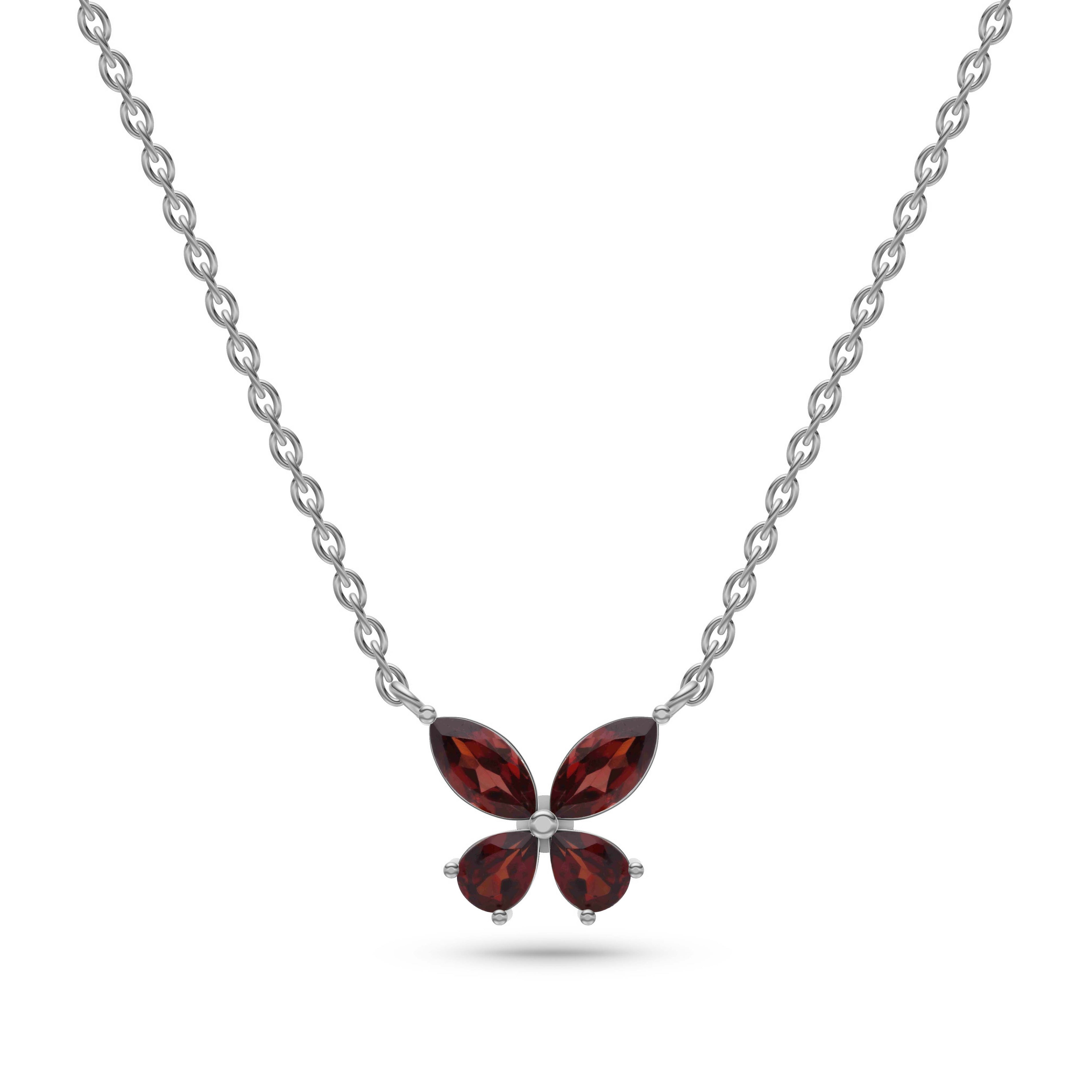 Whimsical Marquise & Pear Shaped Garnet Necklace In 14K Gold