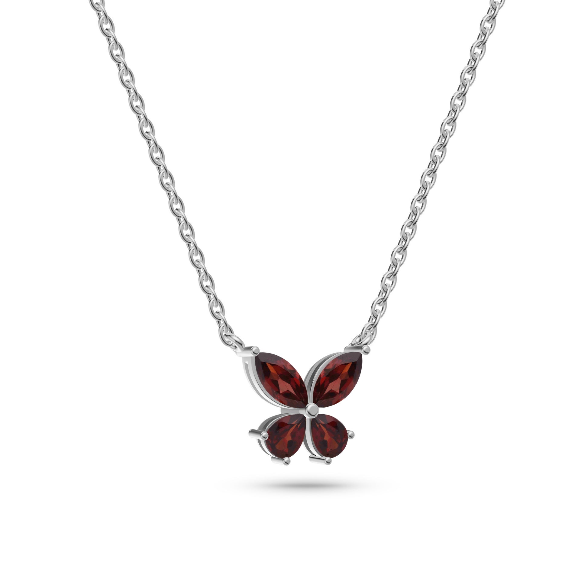 Whimsical Marquise & Pear Shaped Garnet Necklace In 14K Gold