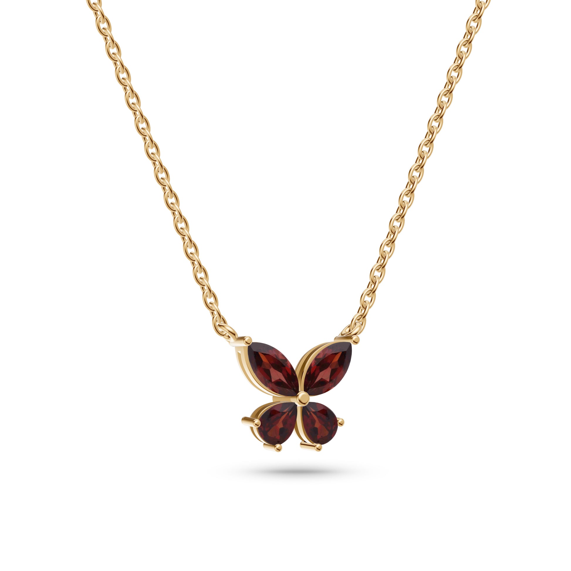 Whimsical Marquise & Pear Shaped Garnet Necklace In 14K Gold
