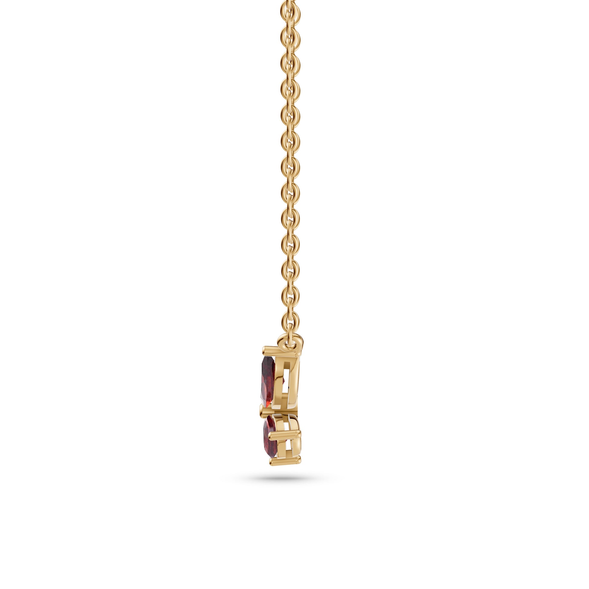 Whimsical Marquise & Pear Shaped Garnet Necklace In 14K Gold