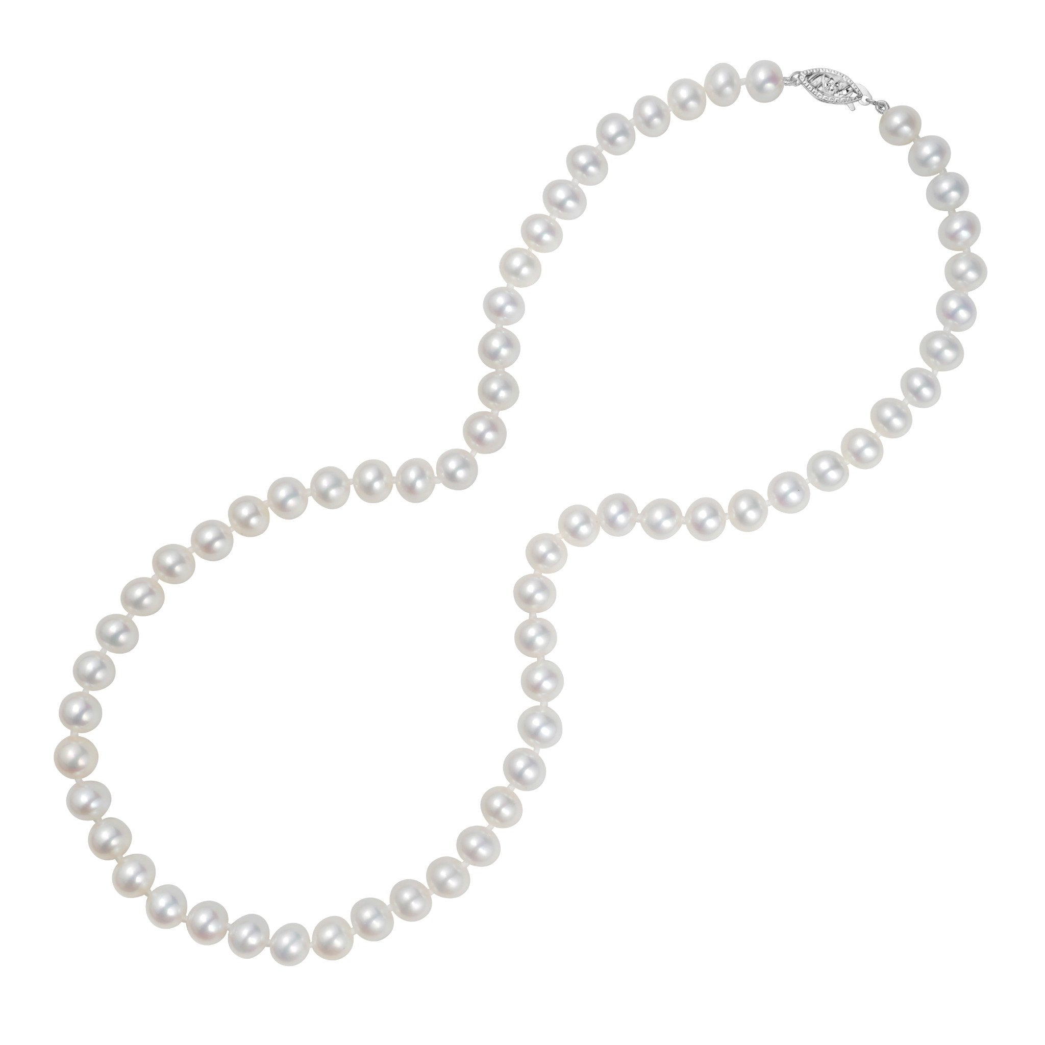 7-7.5mm Freshwater Pearl Necklace In 14K Gold