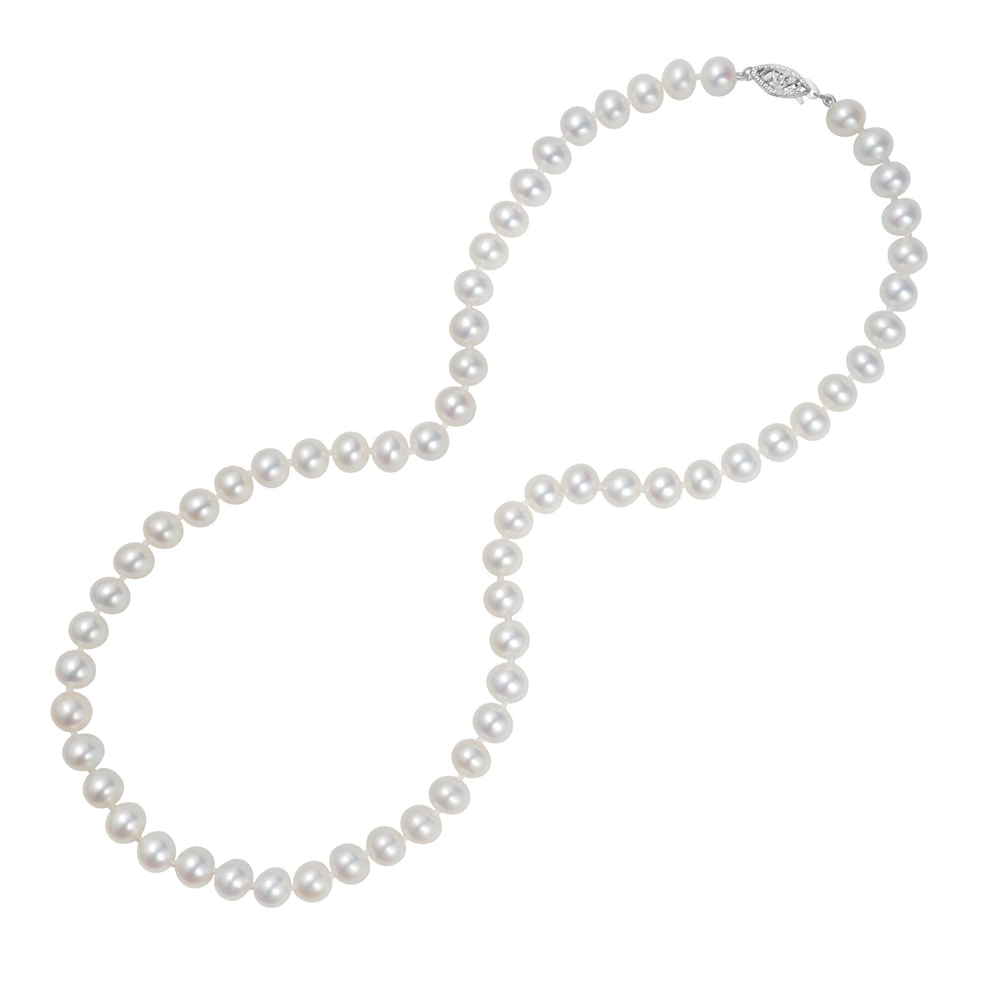 7-7.5mm Freshwater Pearl Necklace In 14K Gold