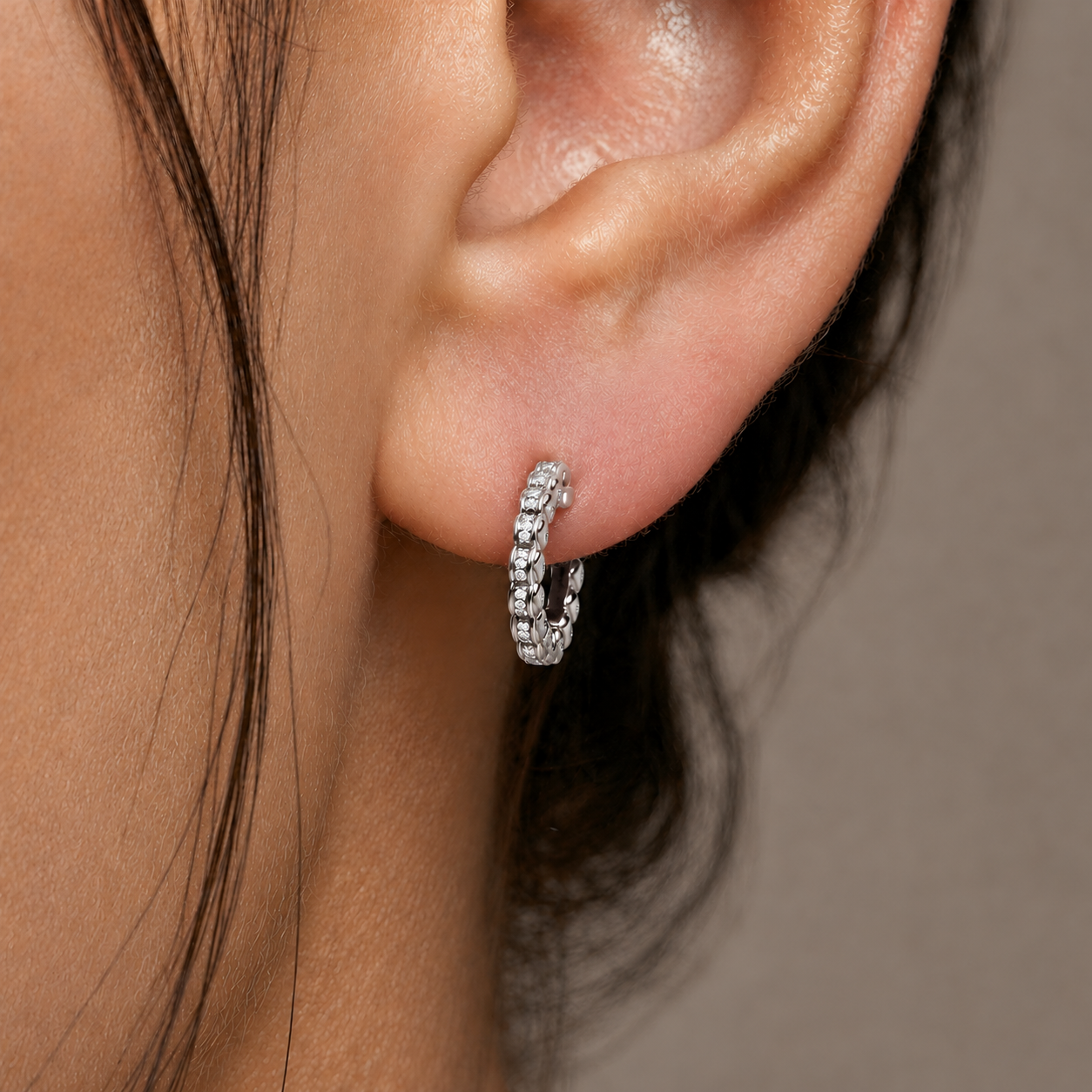 Round Diamond Bezel Hoop Earrings in 14K Gold