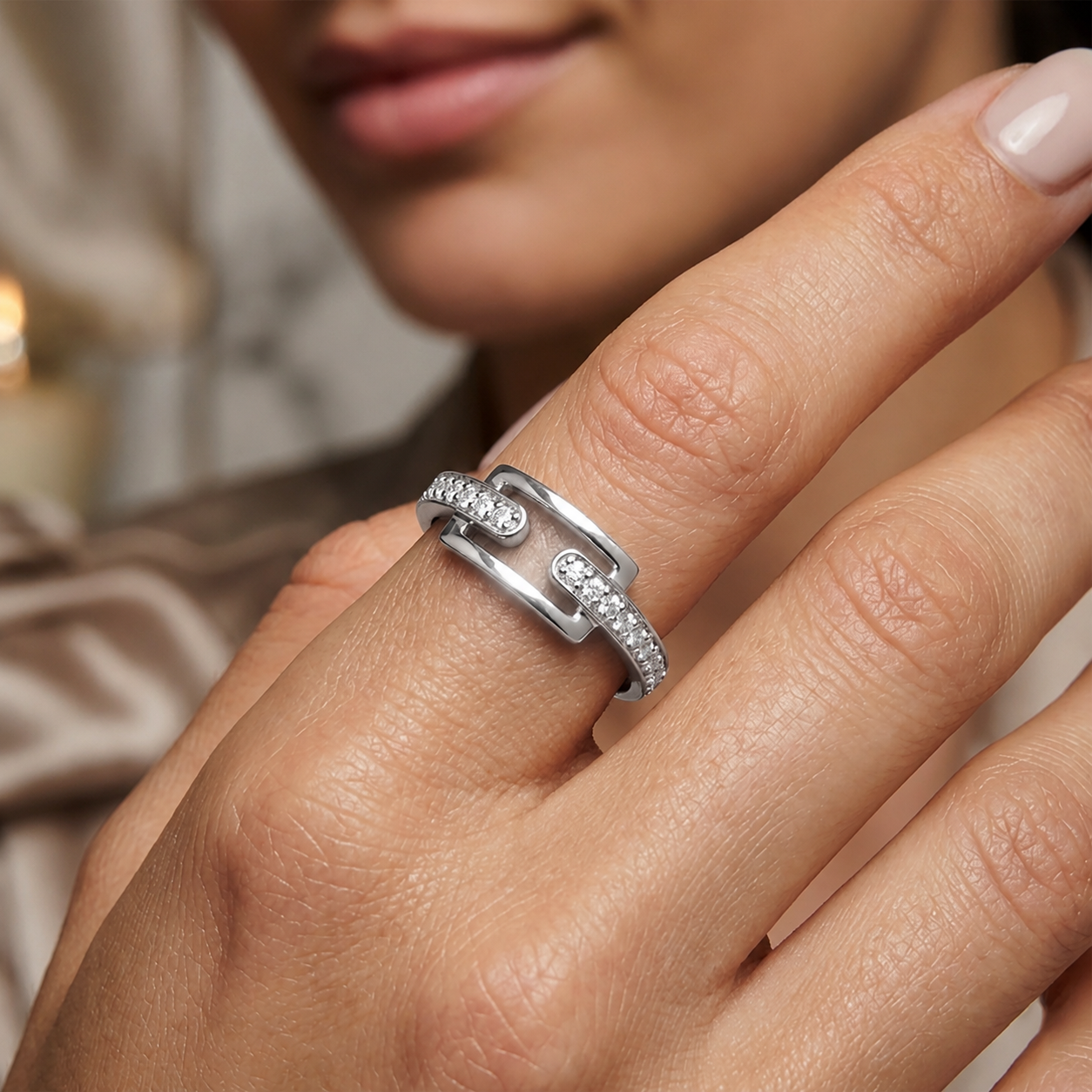 Diamond Buckle Gold Ring