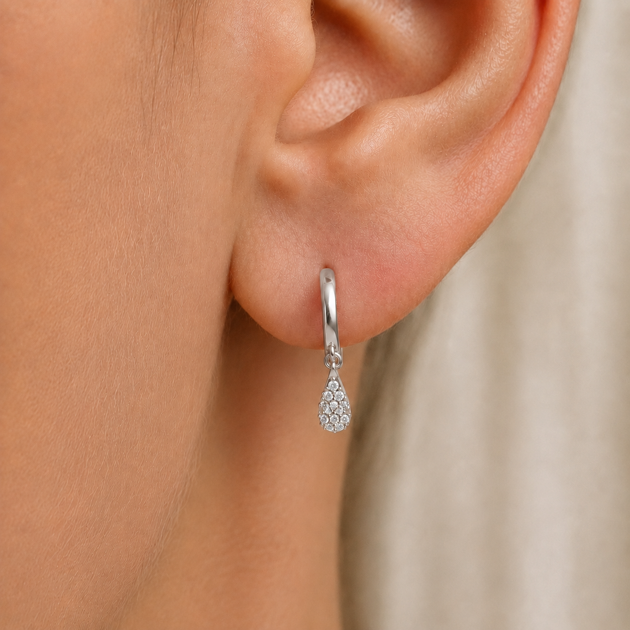 Pear-Shape Diamond Drop Earrings in 14K Gold