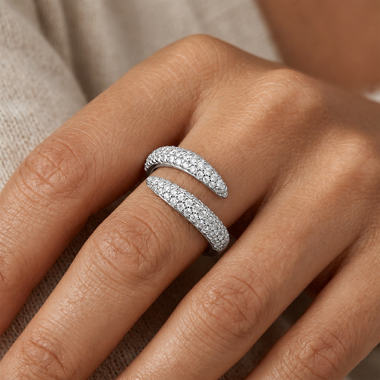Pave Open Wrap Diamond Ring in 14K Gold